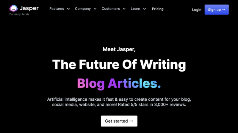 Jasper AI Home Page