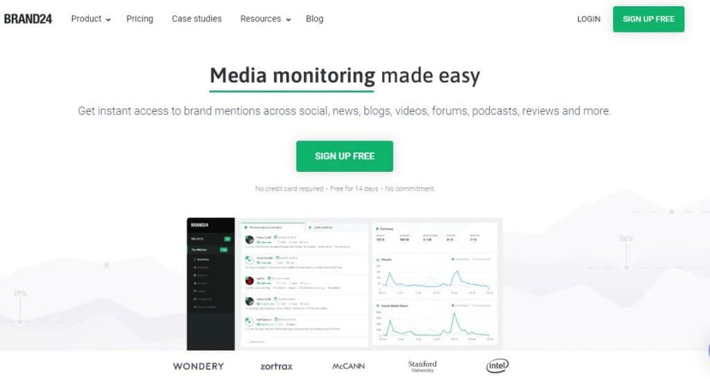 Brand24 social media software Home Page