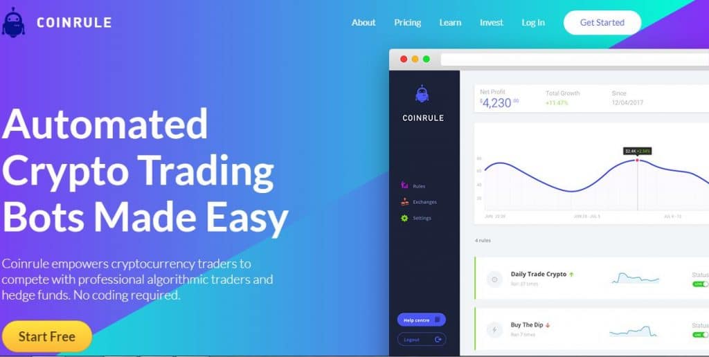 Coinrule AI Trading Software Home Page