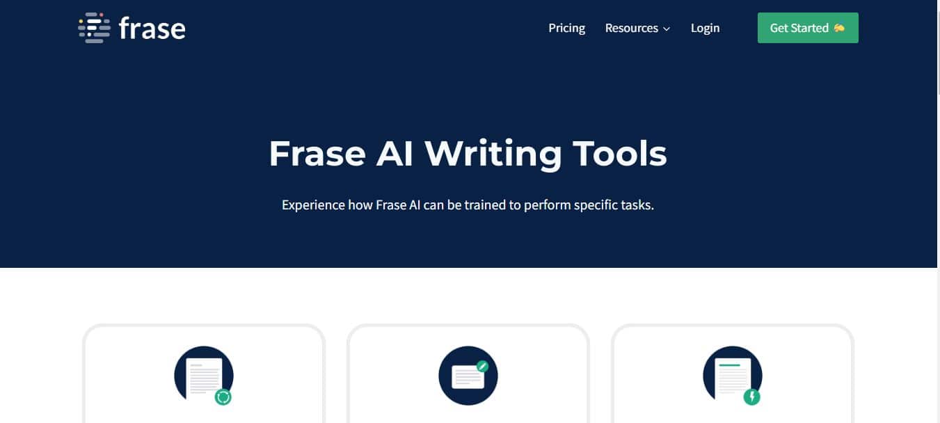 Frase AI SEO Tool Home Page