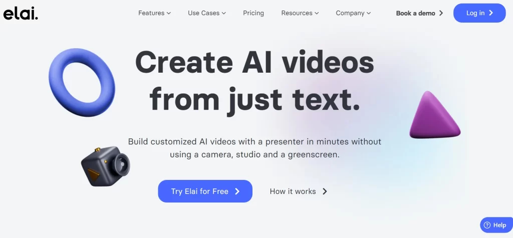 Elai AI Video Generator Home Page