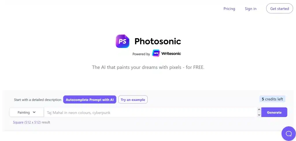 Photosonic Art Generator Home Page