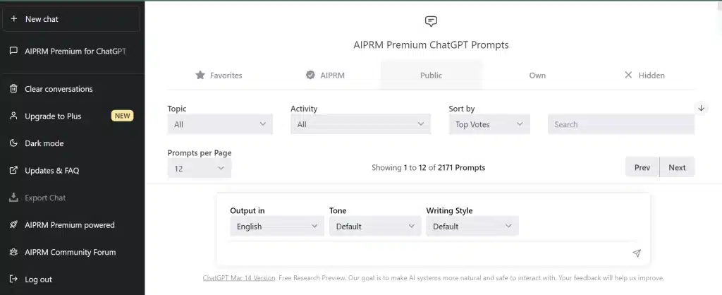 AIPRM Premium ChatGPT Prompts Chrome extension