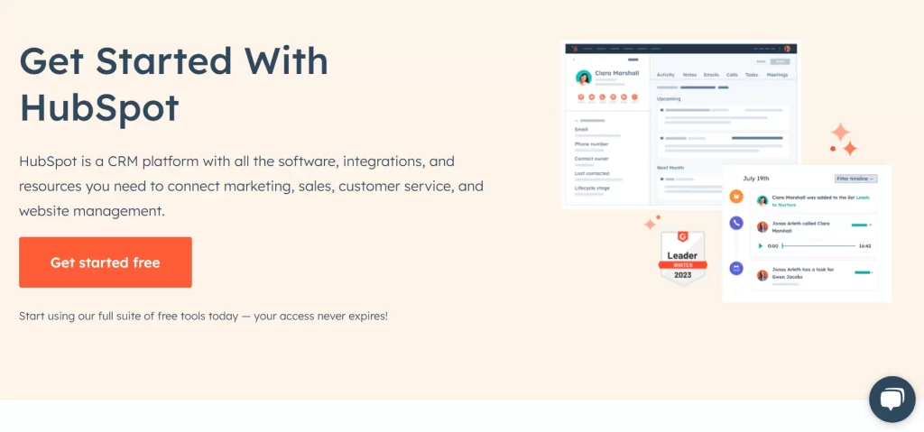 Home Page of hubspot Ai Lead Generation Software