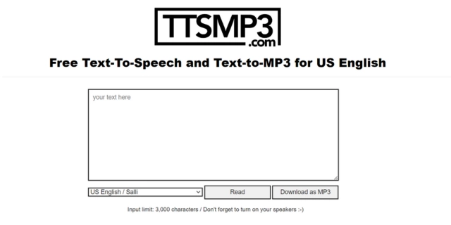 Ttsmp3 Free Ai text to speech tool