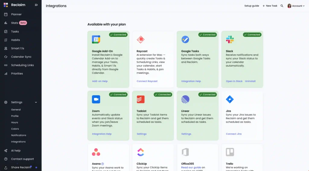 Connecting Reclaim AI to Your Workflow