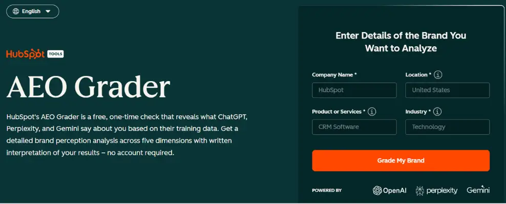 HubSpot AEO Grader AI Visibility Tool
